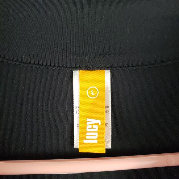 Lucy L Full Zip Performance Athletic Jacket Solid Black Lightweight Scrunch - Picture 2 of 9